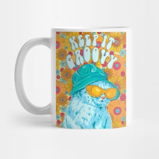 Keep It Groovy - Funky Floral Cat Mug